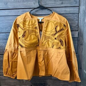 BANANA REPUBLIC EMBROIDERED COTTON POPLIN POPOVER TOP NWT SZ SM